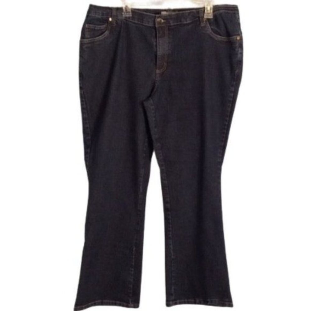 Woman Within Size 20W Jeans Plus Size Dark Wash Blue Denim Stretch